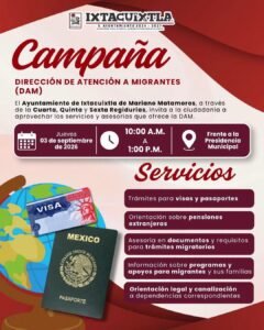 Ixtacuixtla acerca servicios de atención a migrantes a las familias del municipio